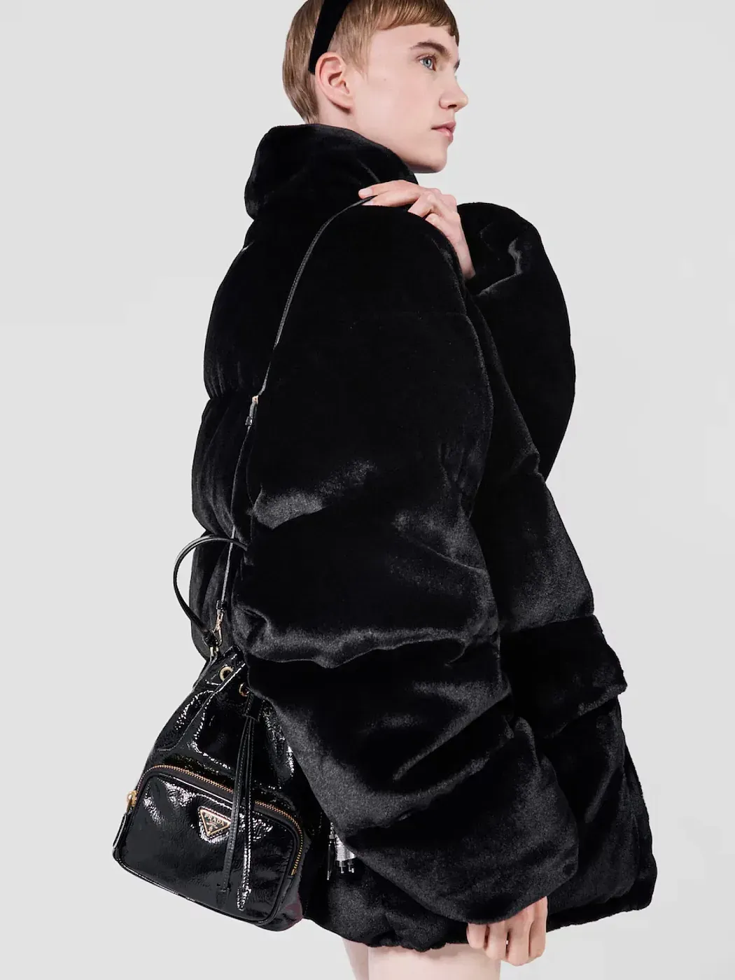 Prada Сумка Duet из лакированной кожи naplak Black - фото 5