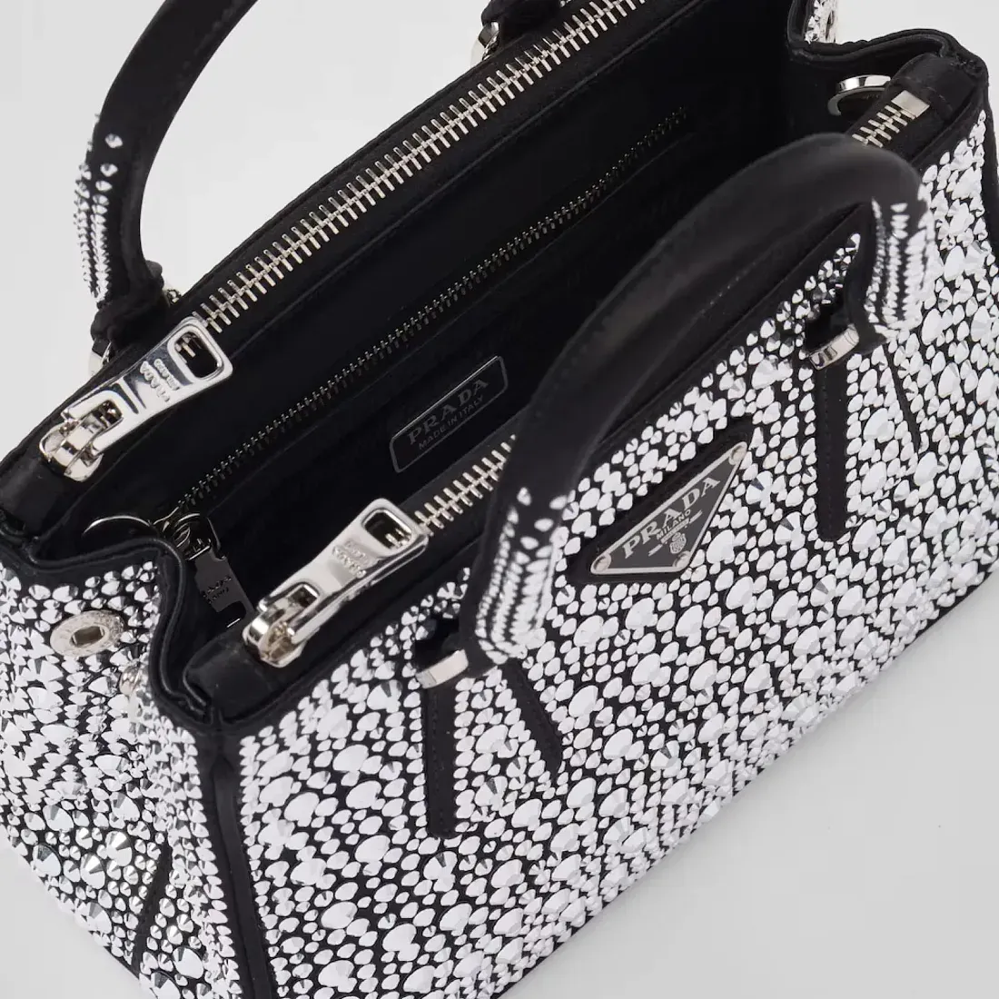 Prada Мини-сумка Galleria из атласа с кристаллами Metal - фото 7