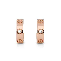 Cartier Серьги Love hoop earrings, classic model, 2 diamonds Rose Gold - фото 1