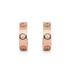 Cartier Серьги Love hoop earrings, classic model, 2 diamonds Rose Gold - фото 1