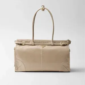Prada Большая кожаная сумка Travertine - фото 1