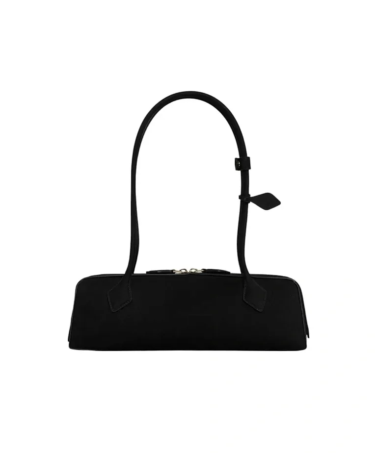 Сумка LE TECKEL среднего размера из телячьей кожи нубука Alaia Black - фото 1