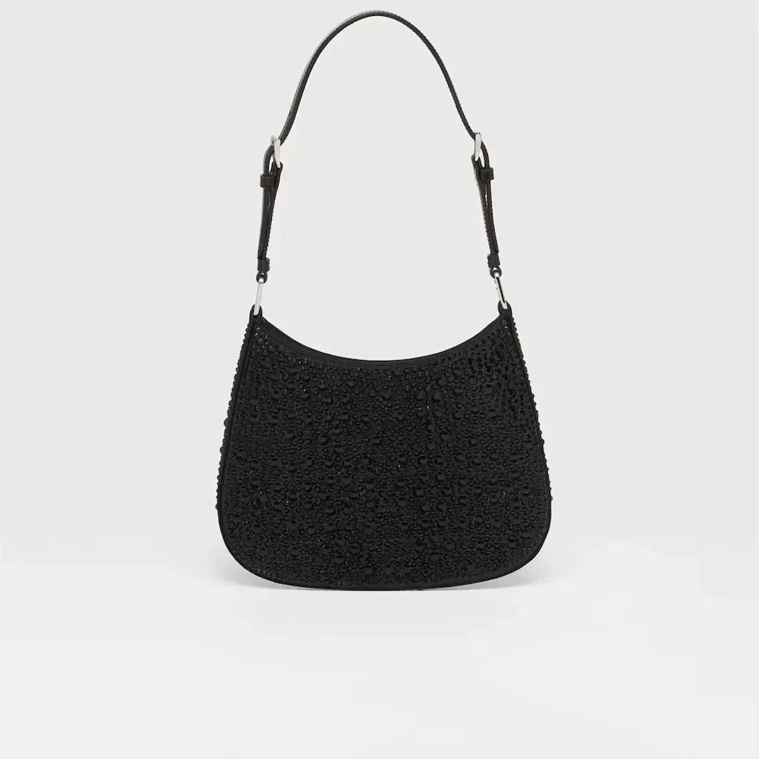 Prada Сумка Cleo из сатина с кристаллами Black - фото 3