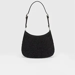 Prada Сумка Cleo из сатина с кристаллами Black - фото 3