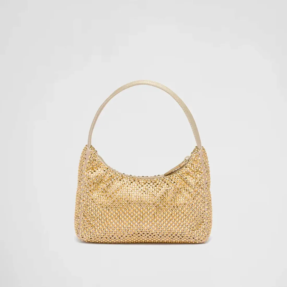 Prada Мини-сумка из сатина с кристаллами Platinum - фото 4