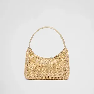 Prada Мини-сумка из сатина с кристаллами Platinum - фото 4