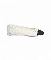 Chanel Тканевые балетки White / Black - фото 1