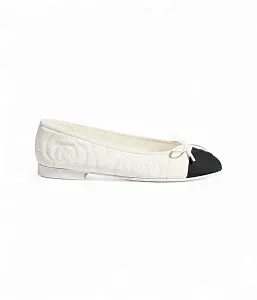 Chanel Тканевые балетки White / Black - фото 1