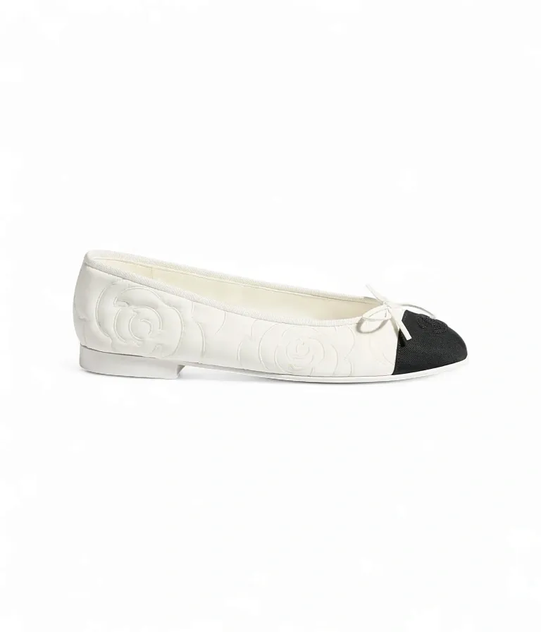 Тканевые балетки Chanel White / Black - фото 1