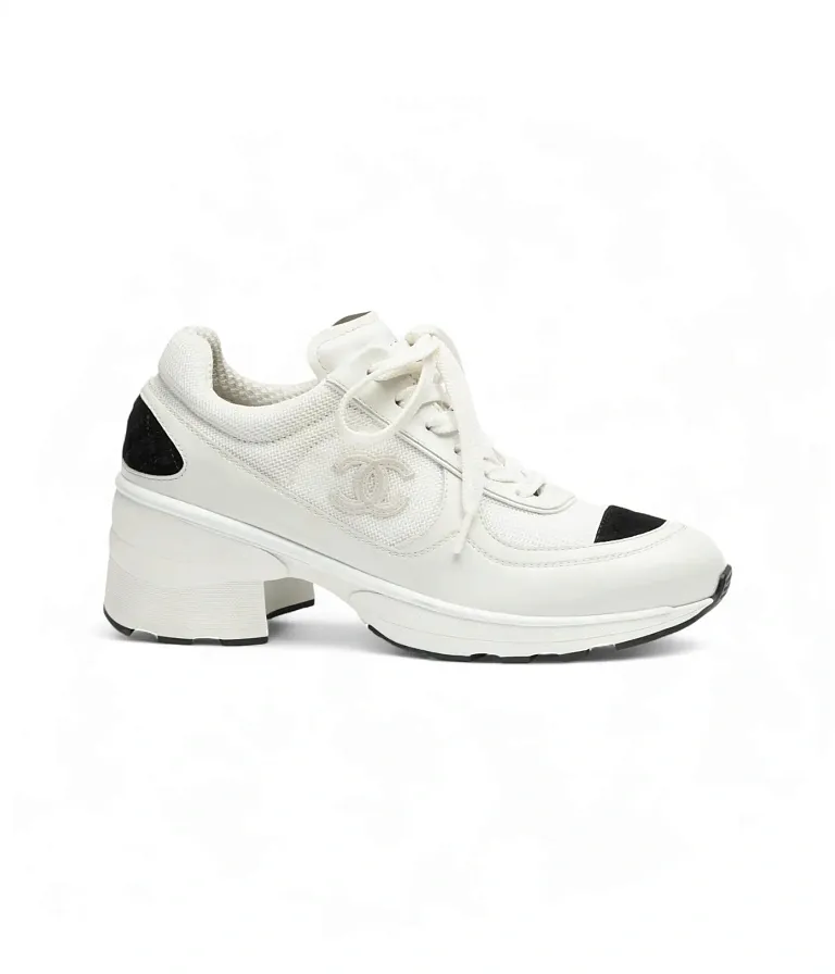 Тканевые кроссовки Chanel White / Black - фото 1