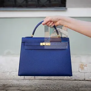 Hermès Kelly 32 Blue Encre Epsom Sellier Gold Hardware - фото 2
