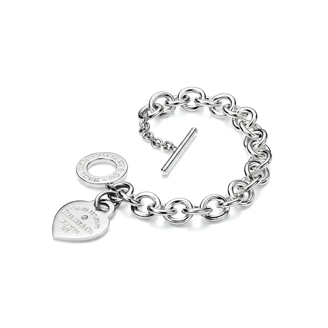 Tiffany & Co. Браслет Heart-shaped plaque bracelet in 925 sterling silver and diamond Medium - фото 4