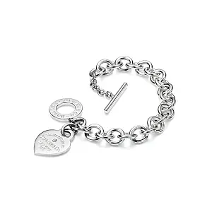 Tiffany & Co. Браслет Heart-shaped plaque bracelet in 925 sterling silver and diamond Medium - фото 4