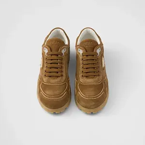 Prada Кроссовки из замши с эффектом выцветания Cinnamon - фото 4