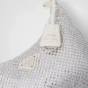 Prada Мини-сумка из сатина с кристаллами White - фото 5