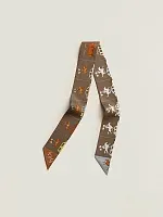 Hermès Шелковая лента Parade Twilly Marron / Gris / Orange - фото 1