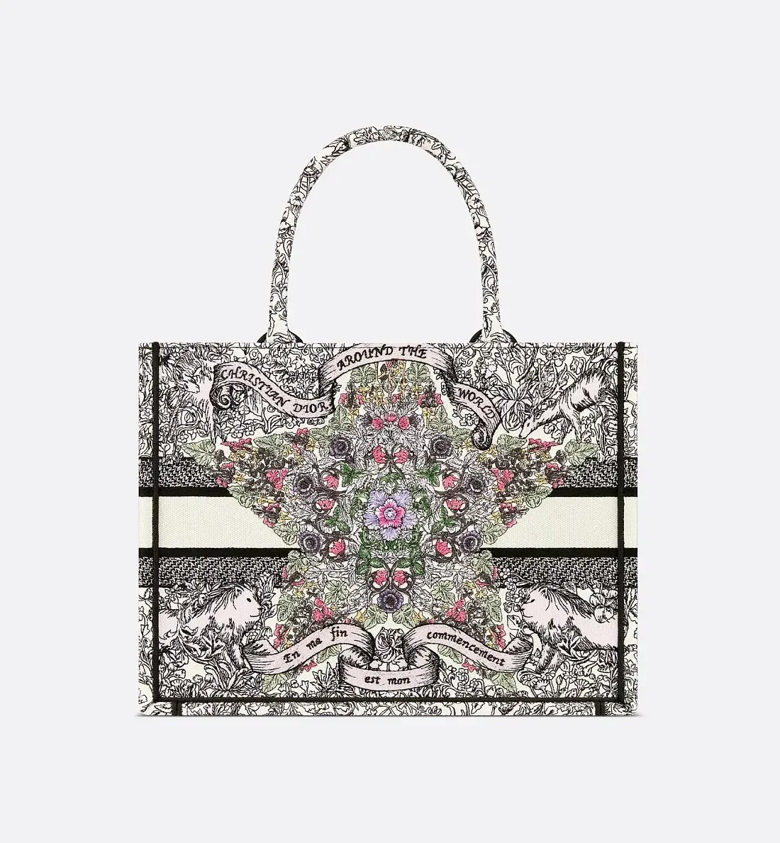 Dior Сумка Book Tote around the world motif среднего формата Latte - фото 3