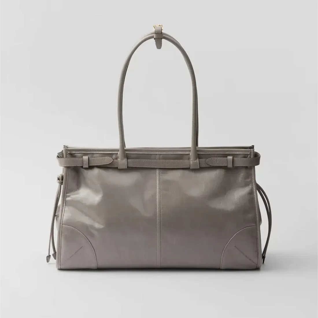 Prada Большая кожаная сумка Pewter - фото 4