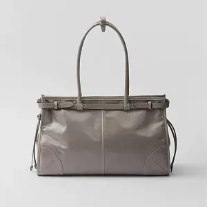 Prada Большая кожаная сумка Pewter - фото 4