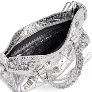 Balenciaga Сумка Hourglass Metallized маленького формата Silver - фото 5