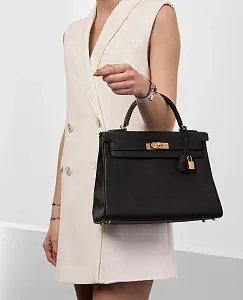 Hermès Сумка Kelly 32 Black Togo Gold Hardware - фото 2