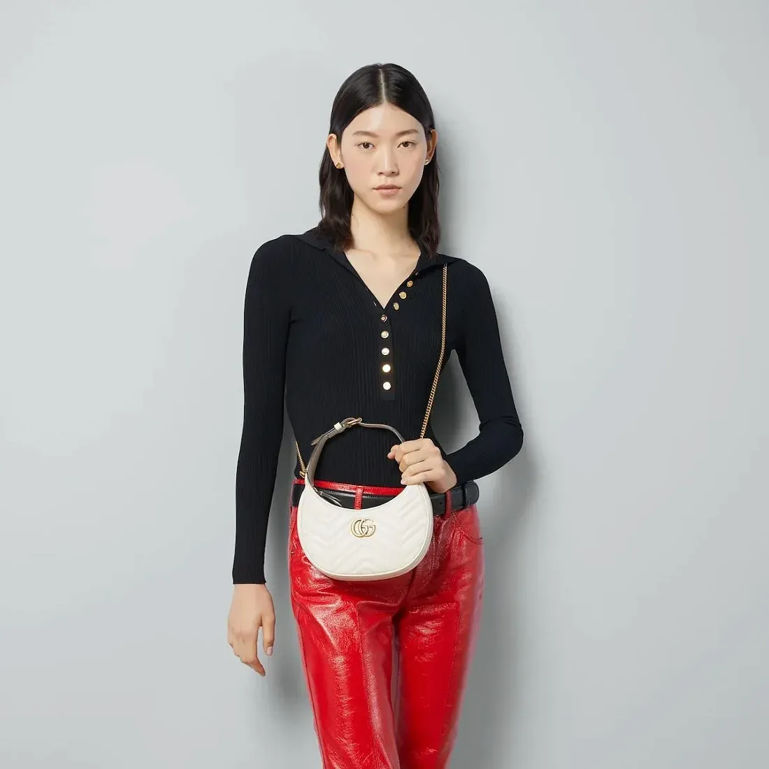 Gucci Мини-сумка на плечо GG Marmont White - фото 3