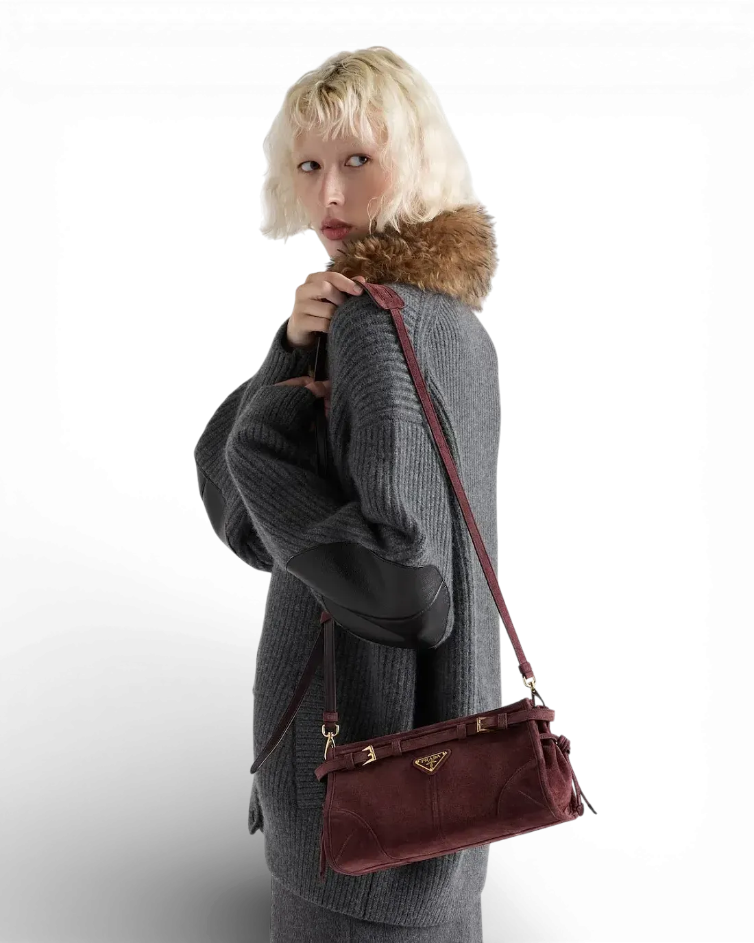 Prada Сумка Bonnie small suede shoulder - фото 2