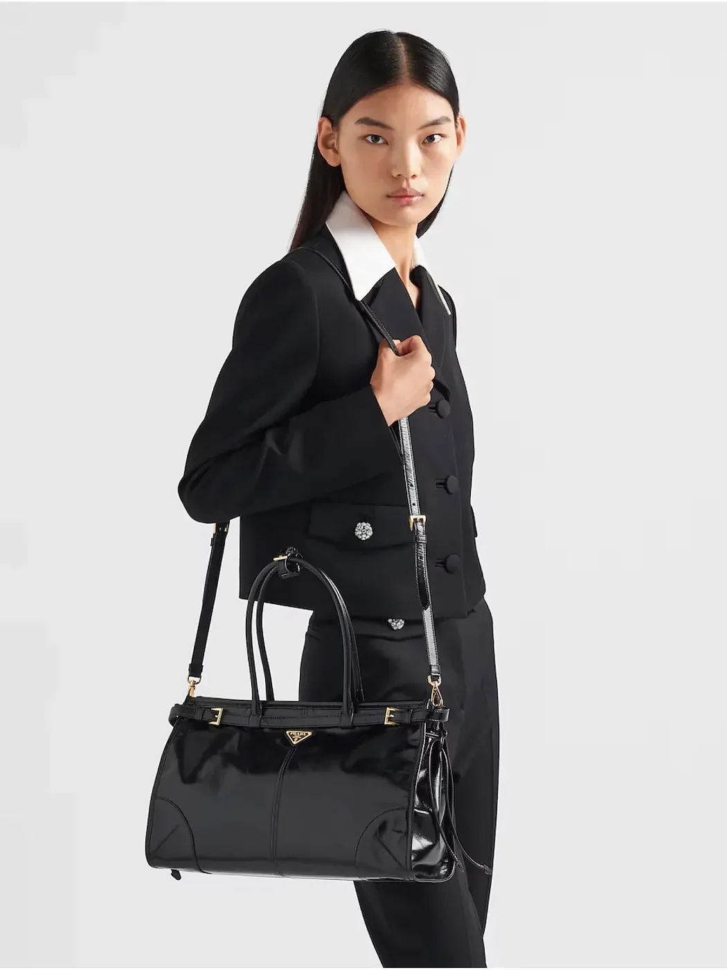Prada Большая кожаная сумка Black - фото 2