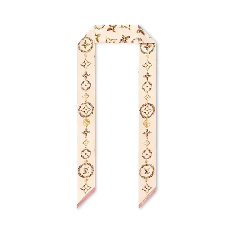Шелковая лента Monogram Flowers BB Louis Vuitton Beige - фото 1