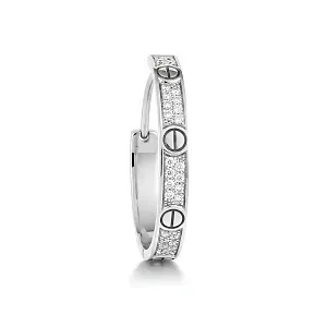 Cartier Серьги Love hoop earrings, medium model, paved, White Gold - фото 4