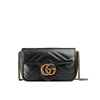 Gucci Мини-сумка GG Marmont Black Chevron - фото 1