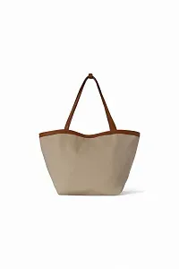 The Row Сумка Park Tote Three Canvas Black из хлопка и кожи Brown / Beige / Leather - фото 3
