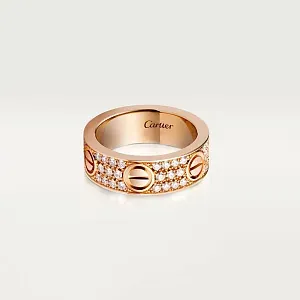 Cartier Кольцо Love с бриллиантовым паве и керамикой Pink Gold - фото 1