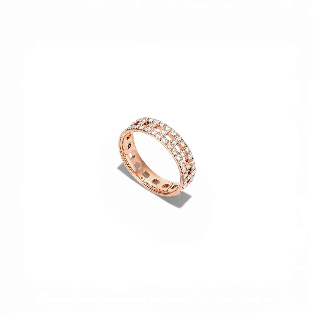 Tiffany & Co. Обручальное кольцо T True Wide Ring in Rose Gold with Pave Diamonds - фото 3