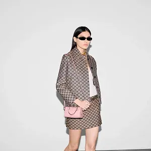 Gucci Мини-сумка с верхней ручкой GG Rose Beige - фото 2