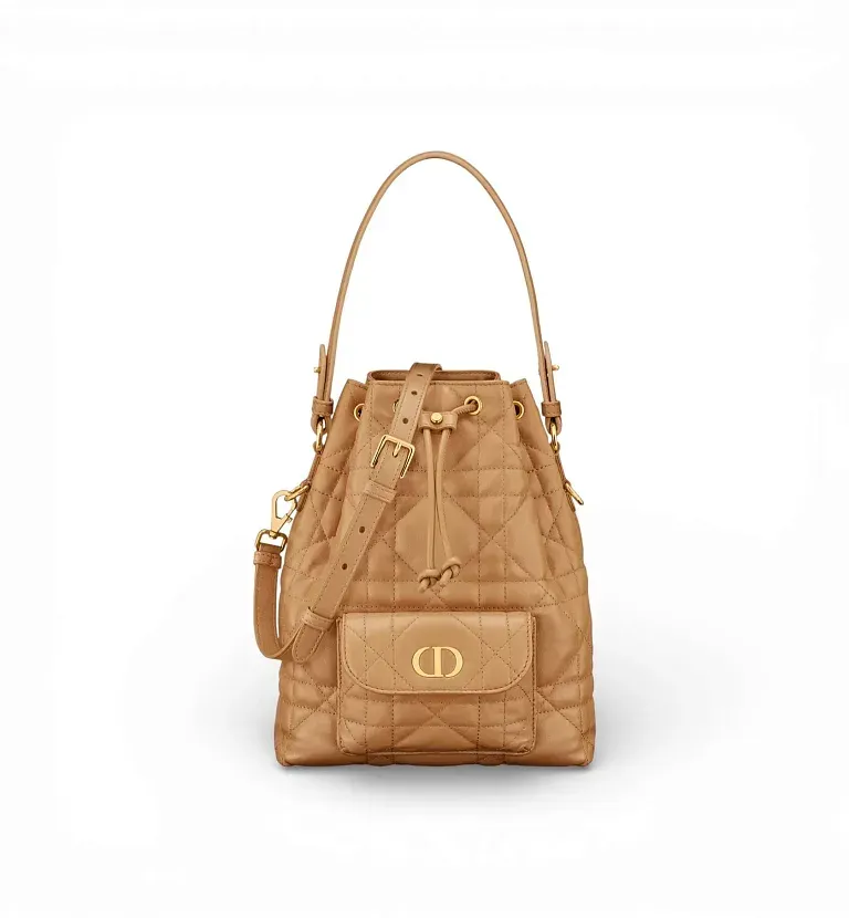 Сумка Bucket Caro Small Dior Light Gold - фото 1