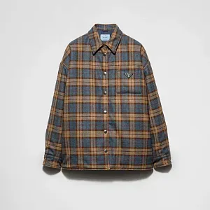 Prada Куртка-рубашка из твилла с клетчатым узором из шерсти - фото 1