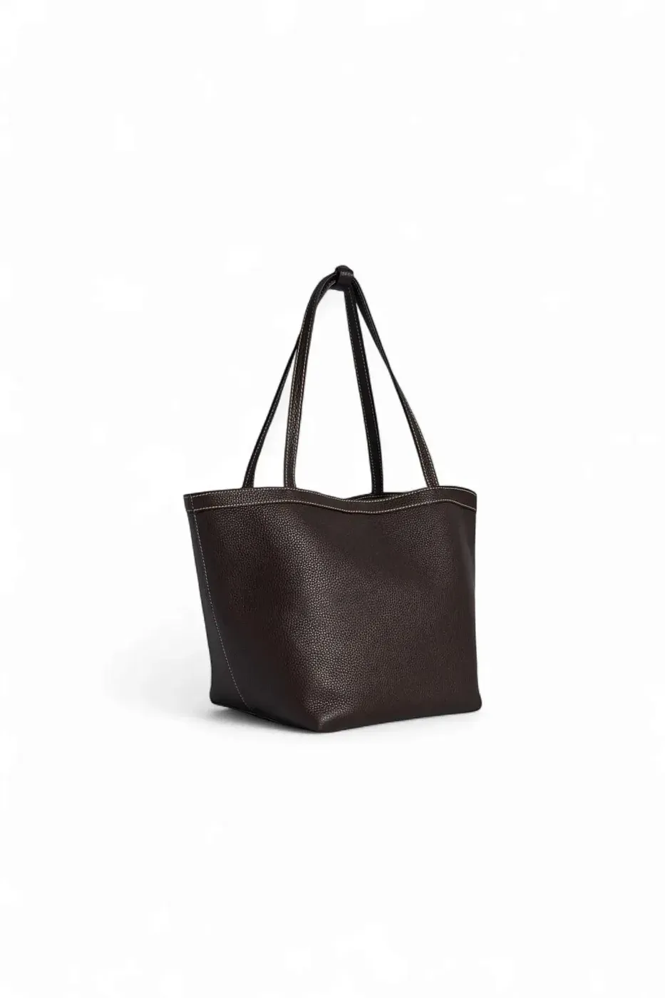 The Row Сумка Park Tote Three Stitch Black из кожи Dark Brown / Ecru - фото 3