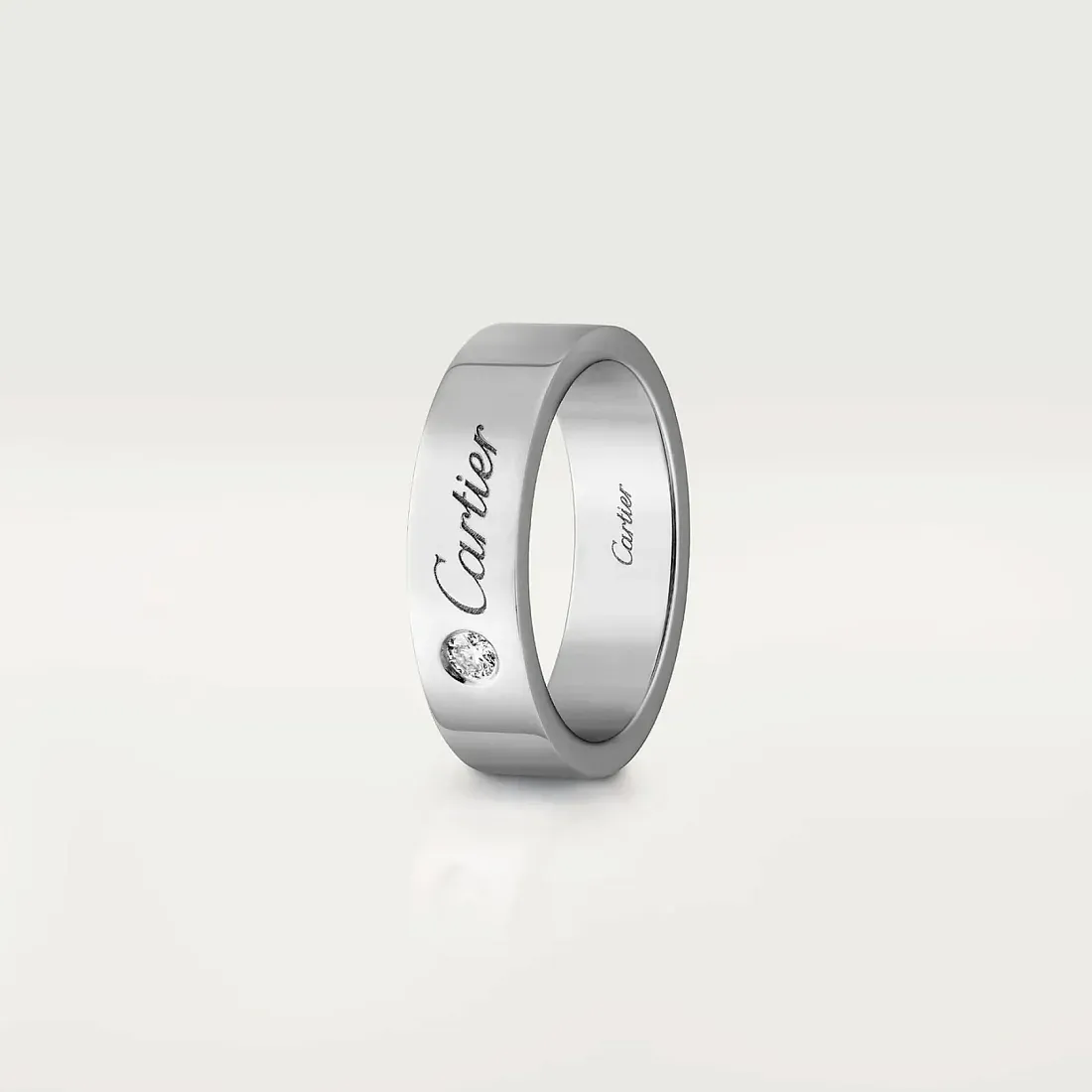 Cartier Обручальное кольцо с 1 бриллиантом C de Men 5 мм Platinum - фото 2