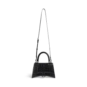 Balenciaga Сумка Hourglass Crocodile Embossed In Black маленького формата - фото 5