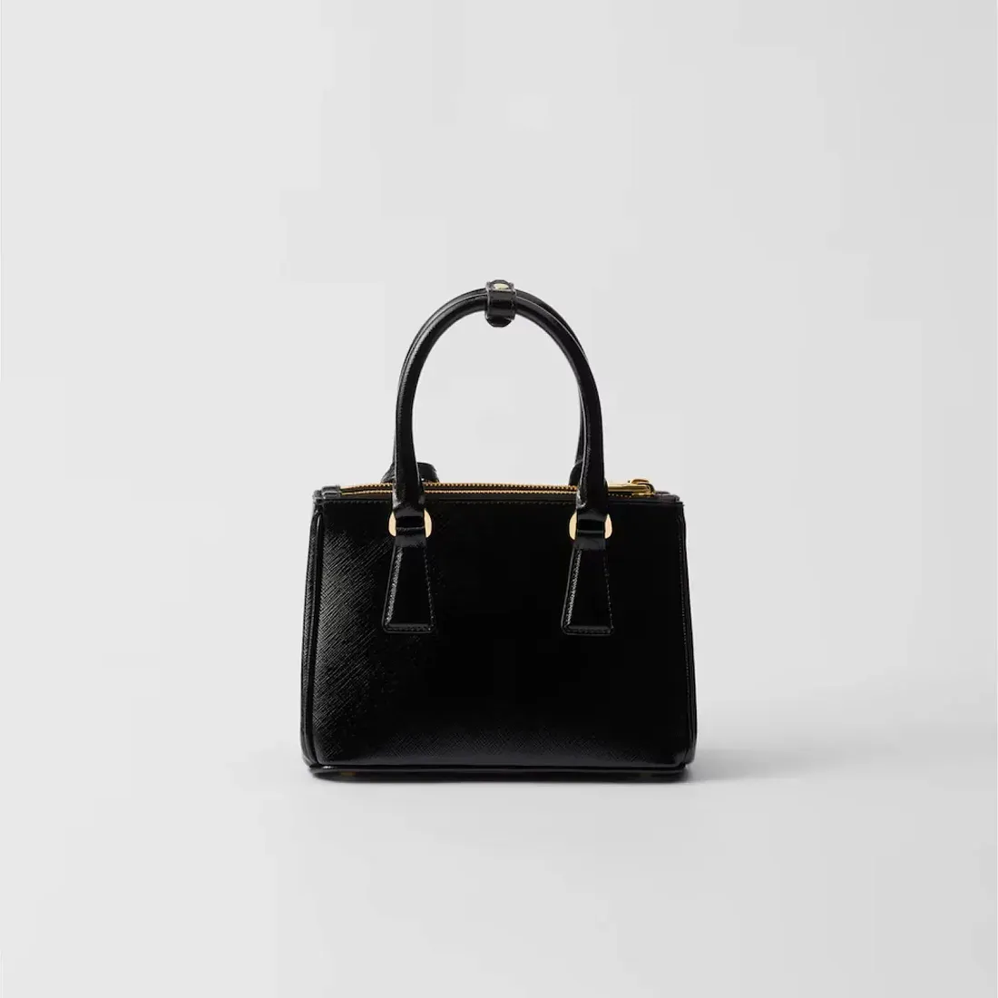 Prada Мини-сумка Galleria из лакированной сафьяновой кожи Black - фото 4