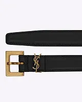 Saint Laurent Тонкий ремень Cassandre Black Gold - фото 1