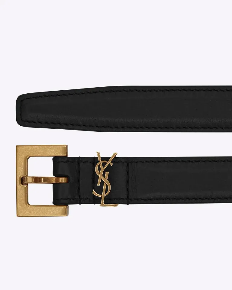 Тонкий ремень Cassandre Saint Laurent Black Gold - фото 1