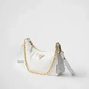 Prada Мини-сумка из лакированной наплак-кожи Re-Edition White - фото 3