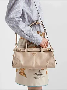 Prada Средняя кожаная сумка Travertine - фото 9