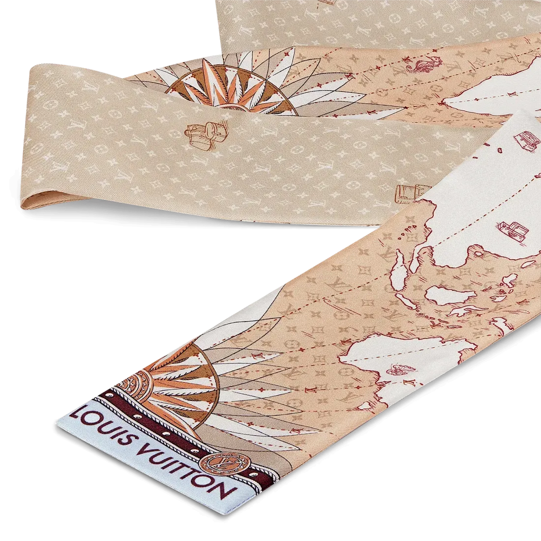 Louis Vuitton Шелковая лента Map Beige - фото 2
