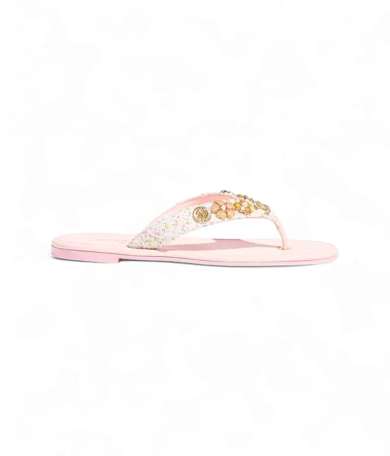 Твидовые вьетнамки Chanel Light Pink - фото 1