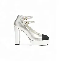 Chanel Кожаные туфли Мэри-Джейн Silver/Black - фото 1