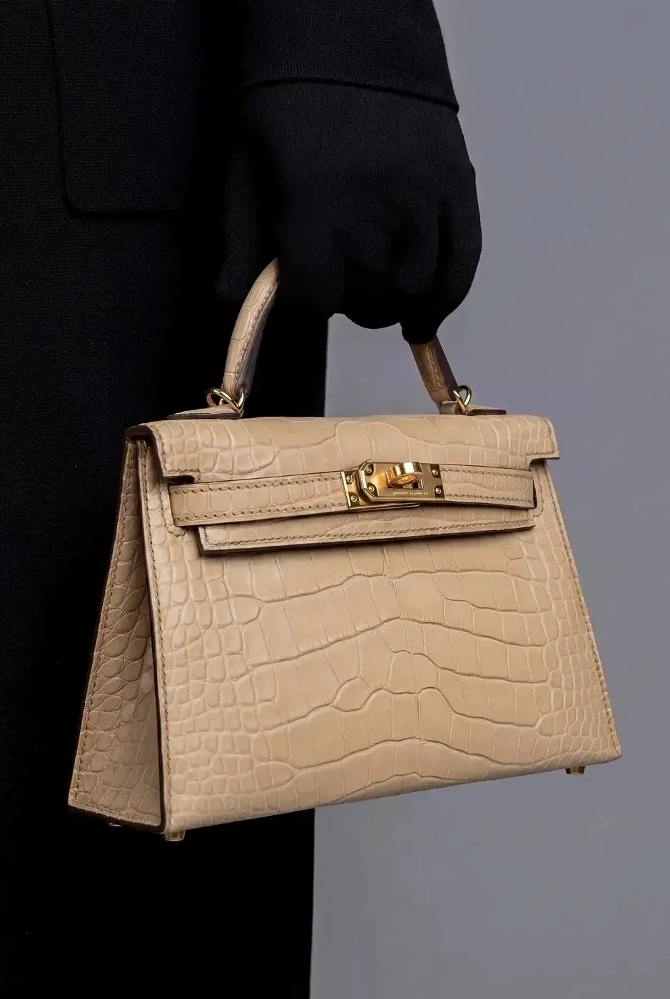 Hermès Сумка Kelly Sellier Mini 20 Chai Matte Alligator Gold Hardware - фото 2