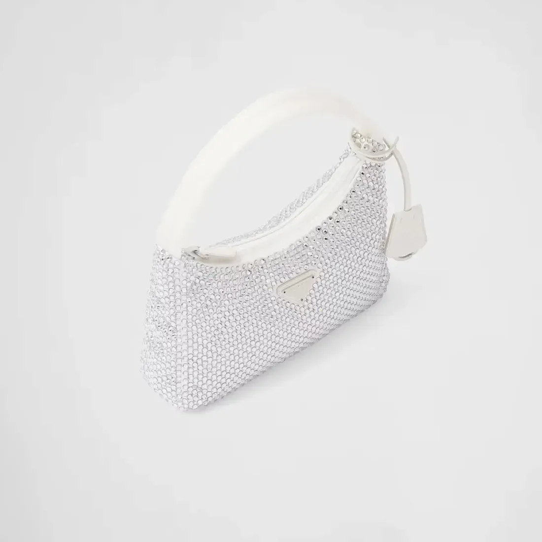 Prada Мини-сумка из сатина с кристаллами White - фото 3